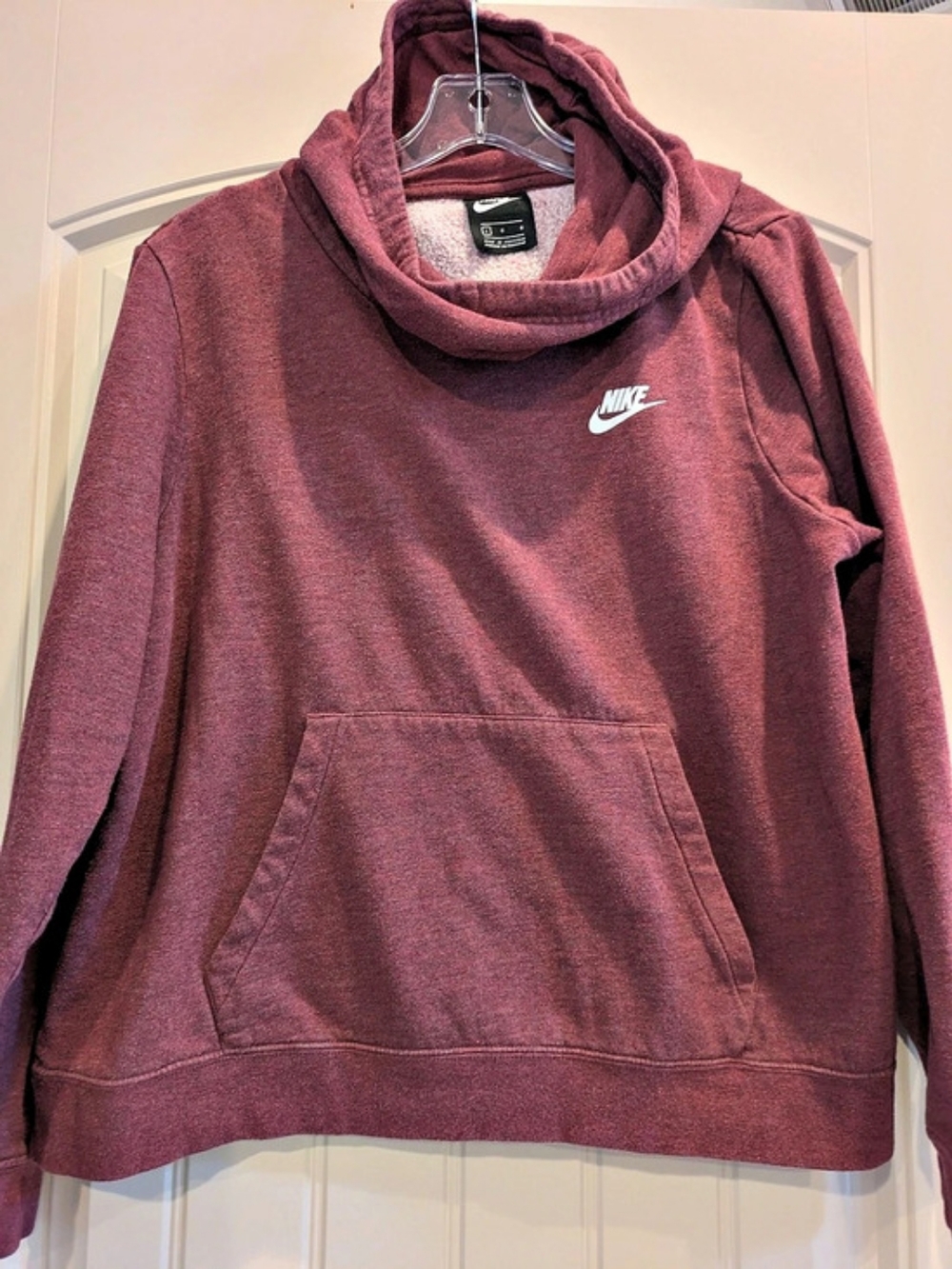 Nike Sportswear Essential Funnel-Neck Fleece Pullover Hoodie Purple Medium